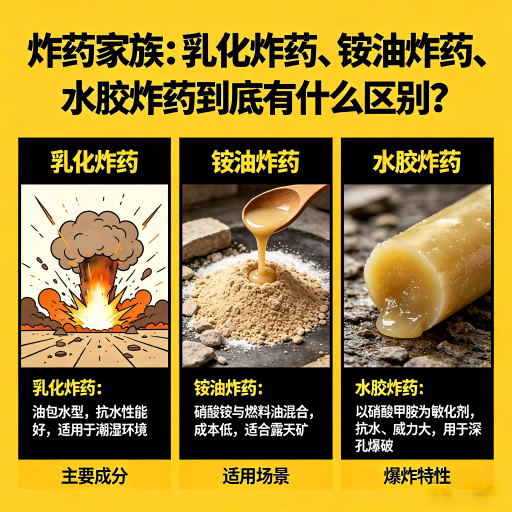 滨海炸药家族：乳化炸药、铵油炸药、水胶炸药到底有什么区别？